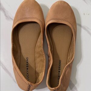 Lucky Brand Women's Camel Leather Ballet Flats